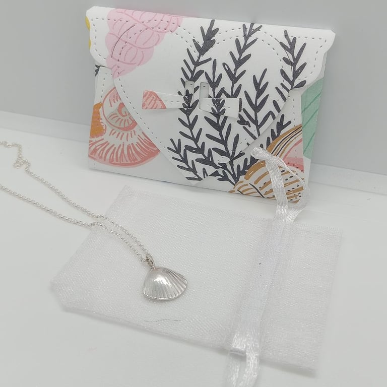 Fine Silver cockle shell Pendant sea shell handmade gift for her 