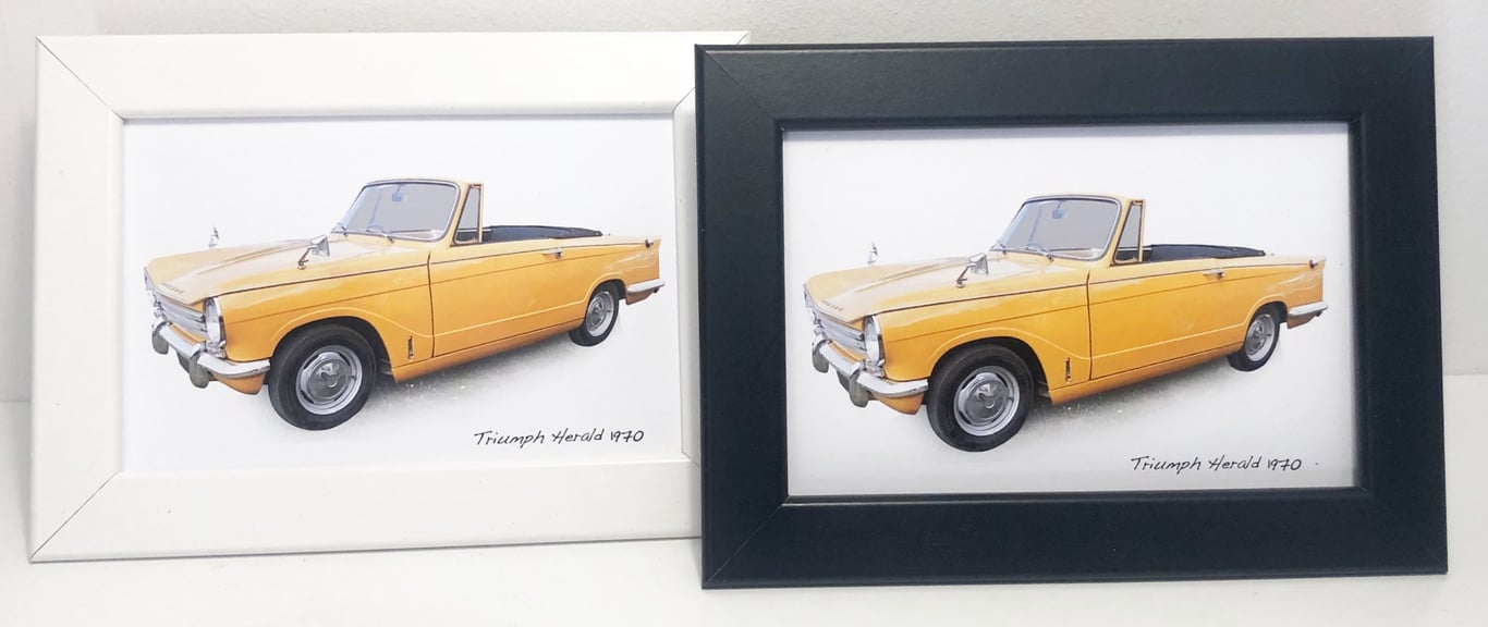 Triumph Herald Convertible 1970 - 4x6" Photograph in a Black or White frame