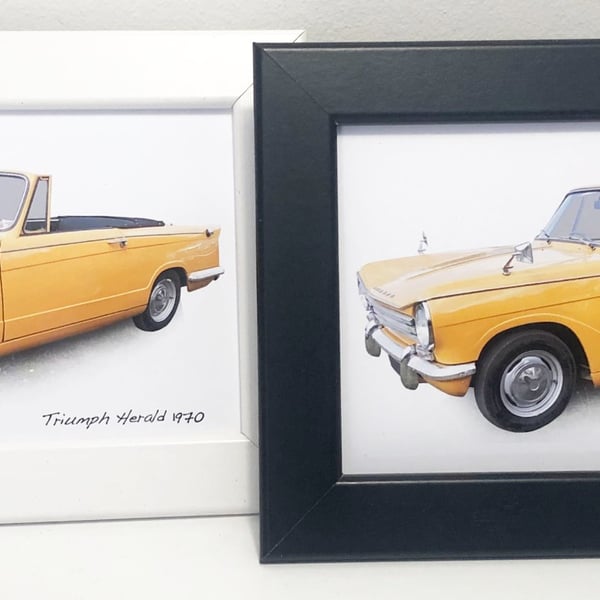 Triumph Herald Convertible 1970 - 4x6" Photograph in a Black or White frame
