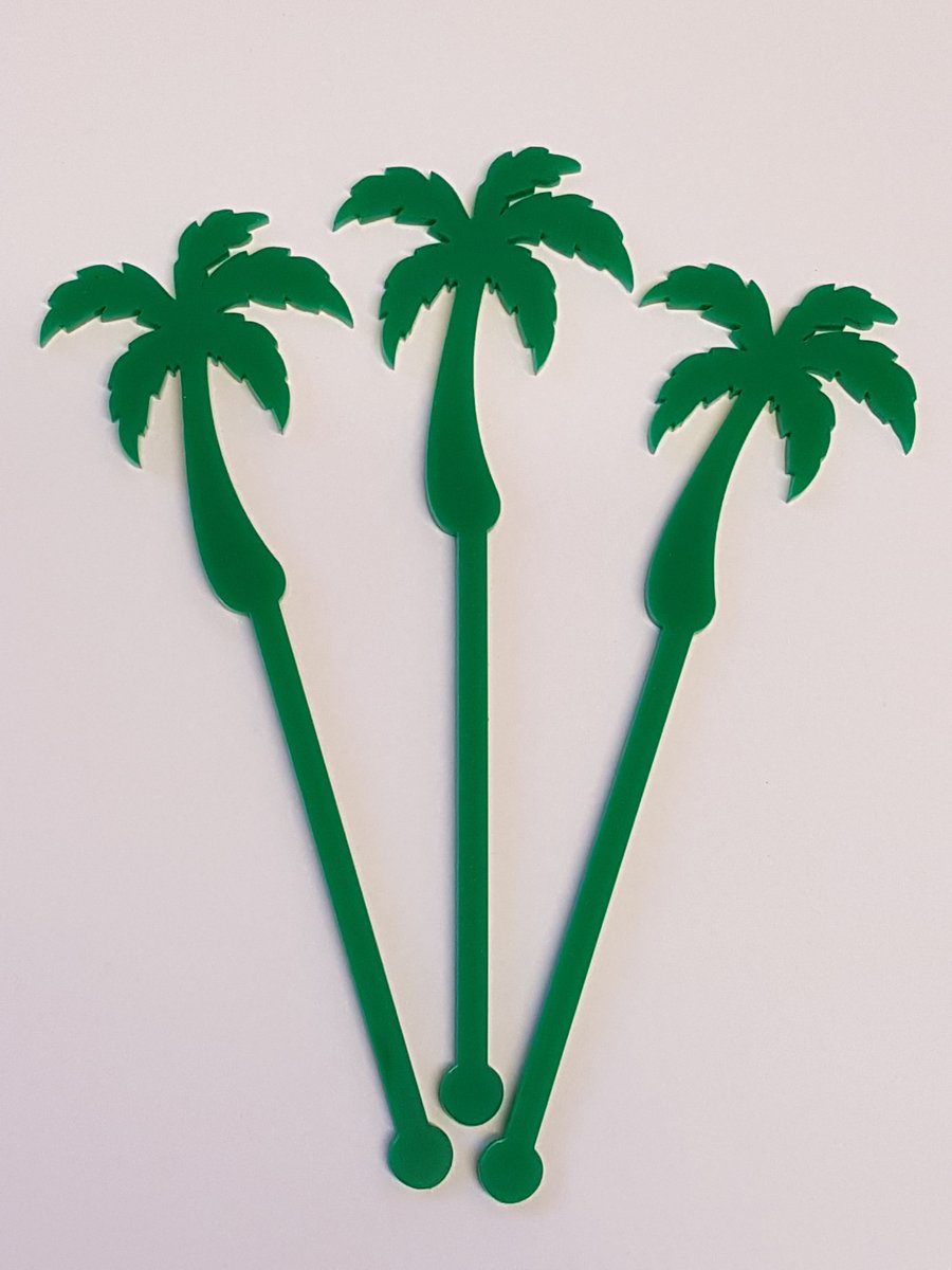 Palm Tree Cocktail Stirrer Swizzle Stick x 3 - Acrylic