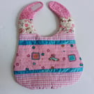 Bib, New baby, patchwork bib, quilted bib, reversible bib, gift for baby girl