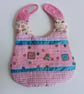 Bib, New baby, patchwork bib, quilted bib, reversible bib, gift for baby girl