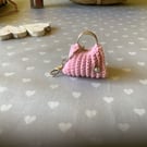 Crochet mini handbag keyring 