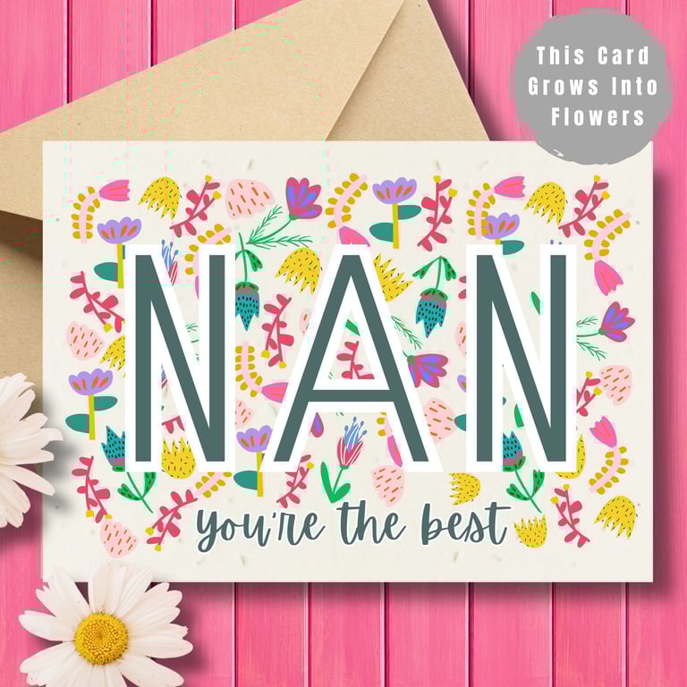 Plantable Nan Card, Wildflower Seed Paper, Ecofriendly