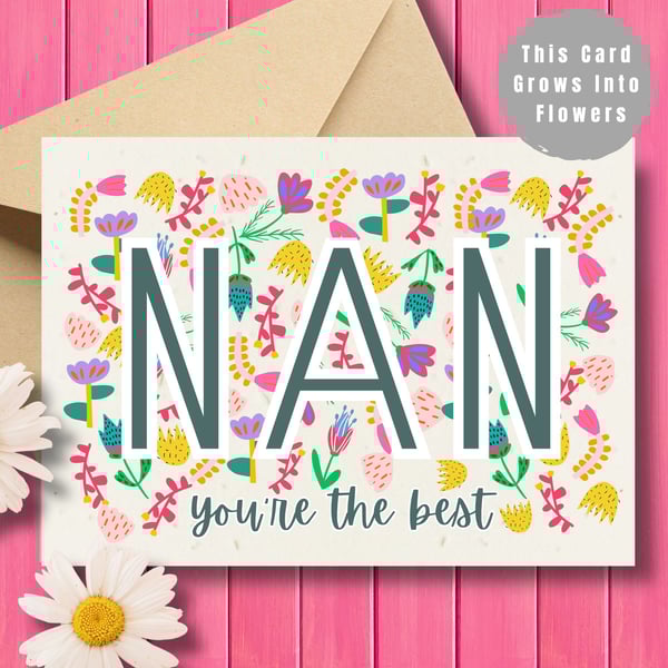 Plantable Nan Card, Wildflower Seed Paper, Ecofriendly
