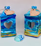 Hand-Painted Coastal Tea Light Lantern - Ceramic Seaside Candle Holder - Image 2