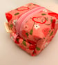 Box pouch small lined in strawberry pink shades small make up bag - Image 1