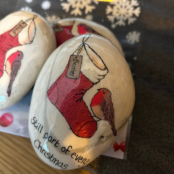 Hand painted Christmas memorial stocking