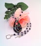 A Black and Clear Cube Bead Necklace with a Black Glass Pendant, Gift for Her - Image 1