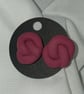  Deep Berry Red Polymer Clay Knot Stud Earrings, Matte Minimalist Post Earrings