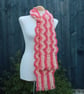Crochet Stripey Scarf in Peach and Watermelon - Image 3