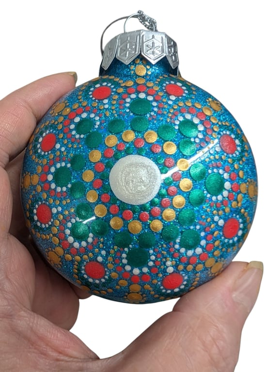 Hand painted dot painted Christomas ornament