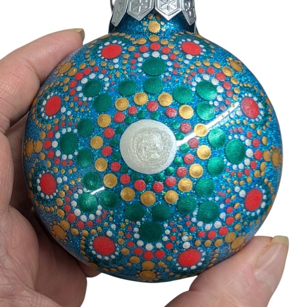Hand painted dot painted Christomas ornament