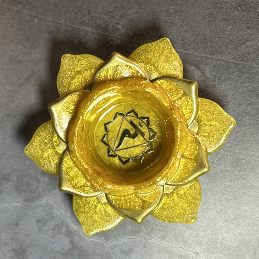 Chakra Inspired Resin Lotus Tealight Holders - Inner Flame Solar Plexus