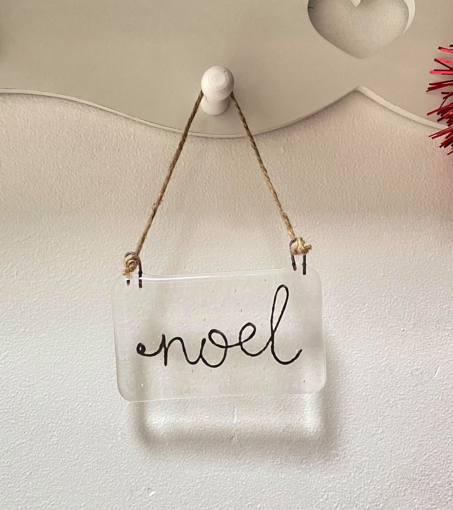 Fused Glass Noel Hanger