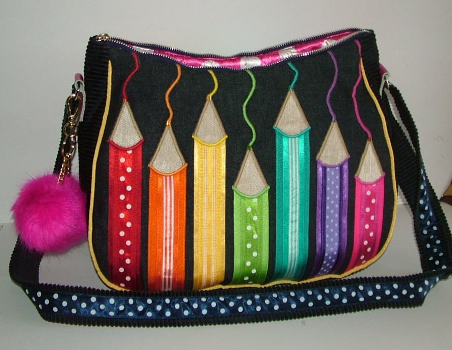  LARGE MULTI COLOURED RIBBON PENCIL BAG