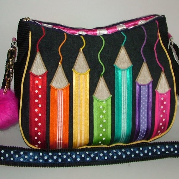  LARGE MULTI COLOURED RIBBON PENCIL BAG