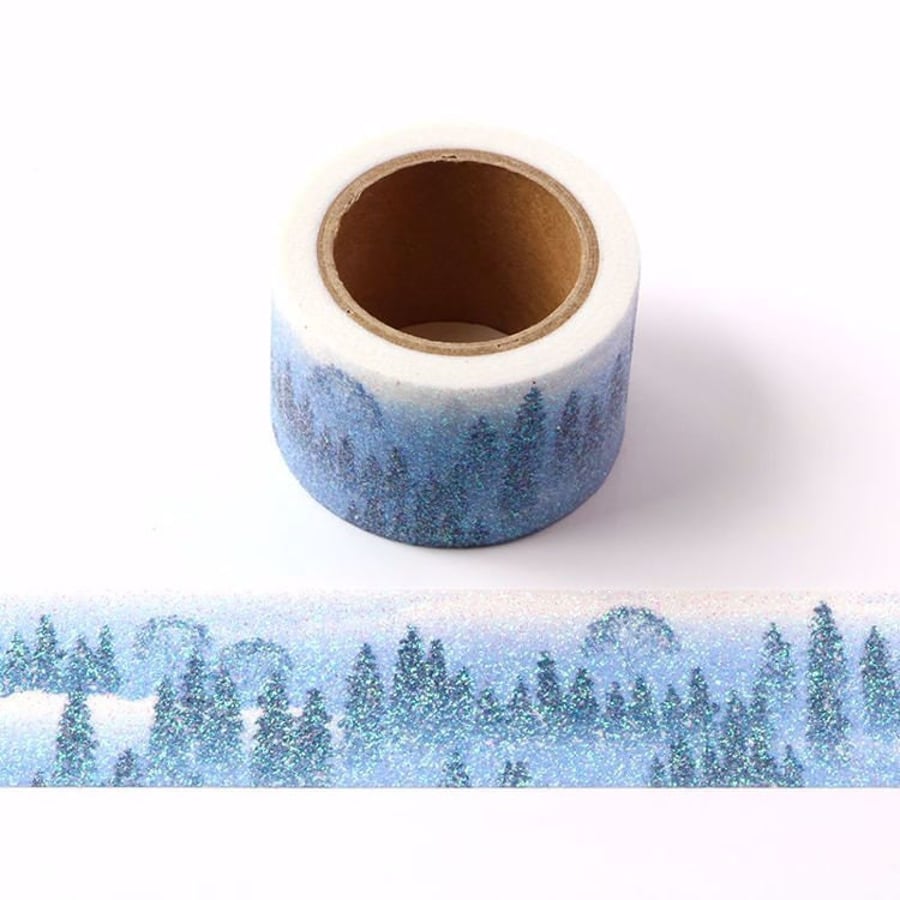 2 Rolls Hazy Forest Theme Glitter Sparkle Washi Tape Sparkly 30mm Wide x 3 Meter