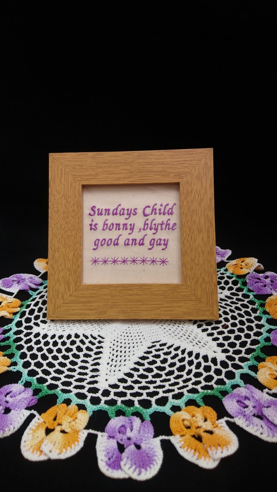  Sundays Child Nursey Rhyme Embroidery in a Frame