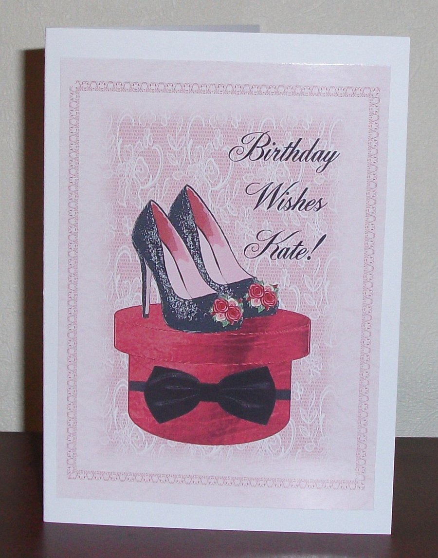 Female birthday card, Shoes