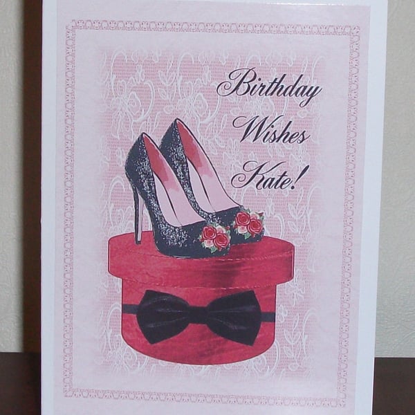 Female birthday card, Shoes