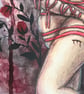 Haunted - Original A4 Figurative, Emotional, Horror painting with Red Rope - Image 3