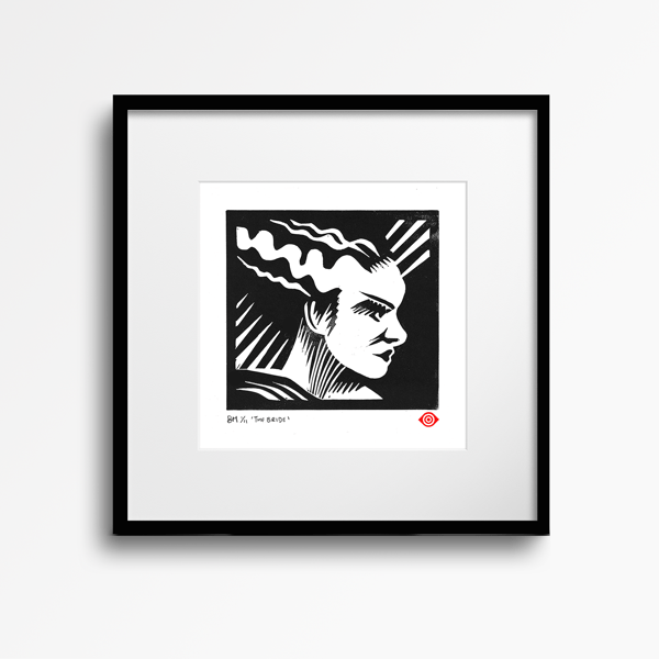 Classic Horror The Bride of Frankenstein Linocut Print - Limited Edition