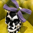 Statement Crochet Bow Hair Clip Purple & Green
