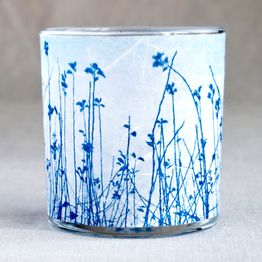 Delicate Meadow Cyanotype candle holder