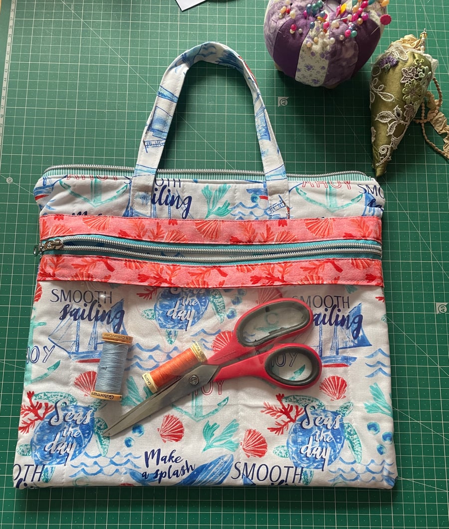 Sea Themed Fabric Project Bag.