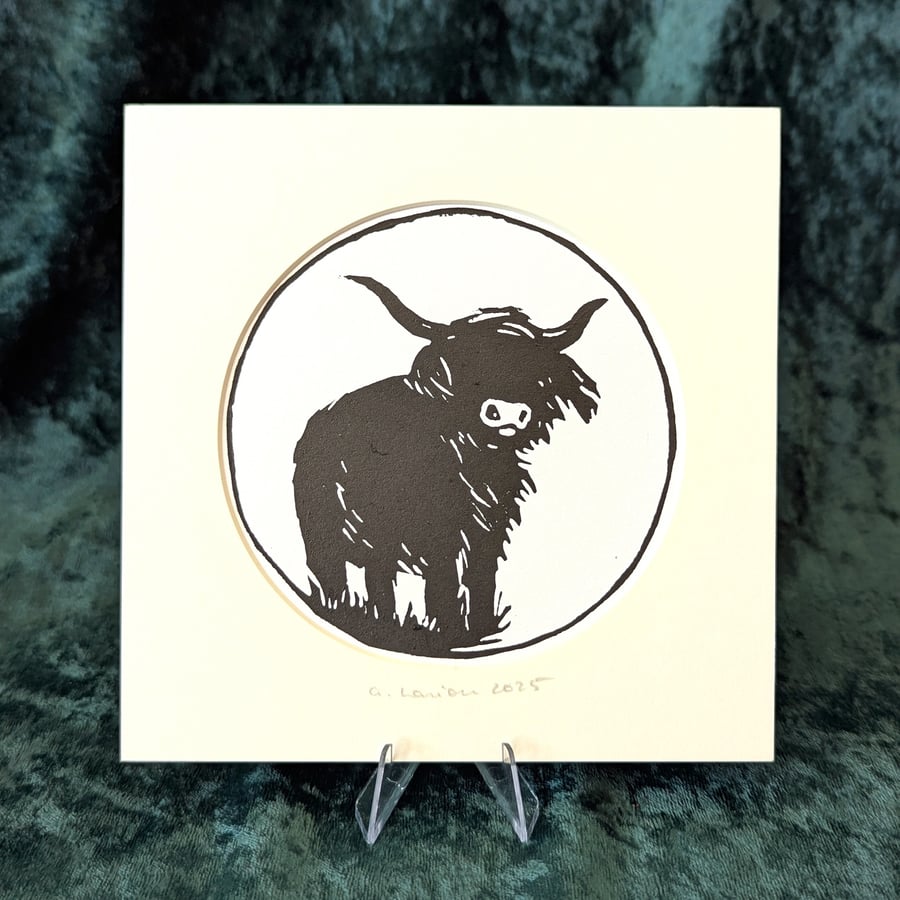 Highland Cow Linocut Print