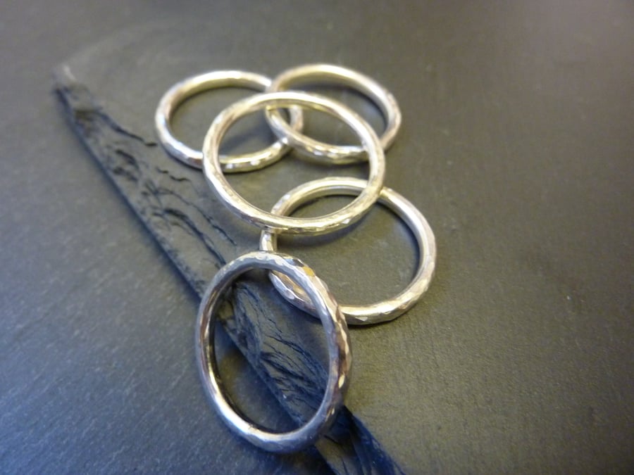 Silver Hammered Stacking Ring