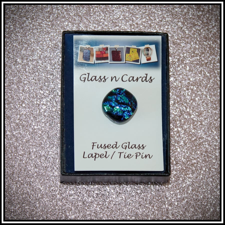 Blue Dichroic Glass Lapel Pin or Tie Pin - 4007