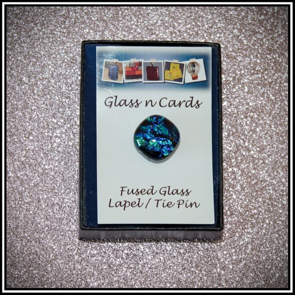 Blue Dichroic Glass Lapel Pin or Tie Pin - 4007