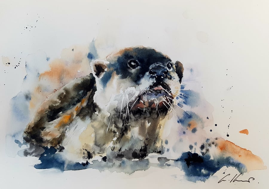 Otter, Original Watercolour Painting.