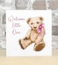 New Baby Card Teddy Pink