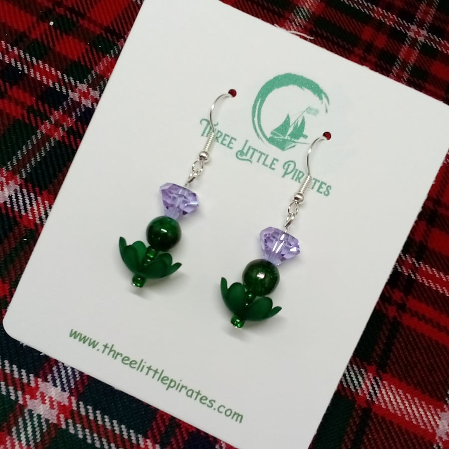 Thistle flower beaded earrings