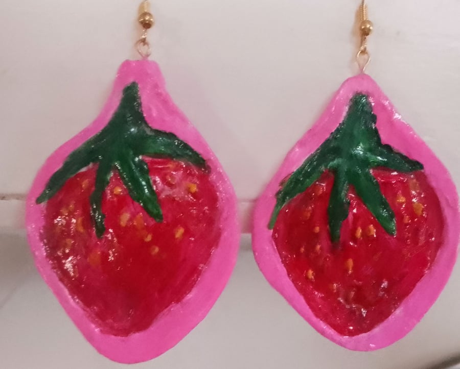 Fabulous Big Strawberry Earrings
