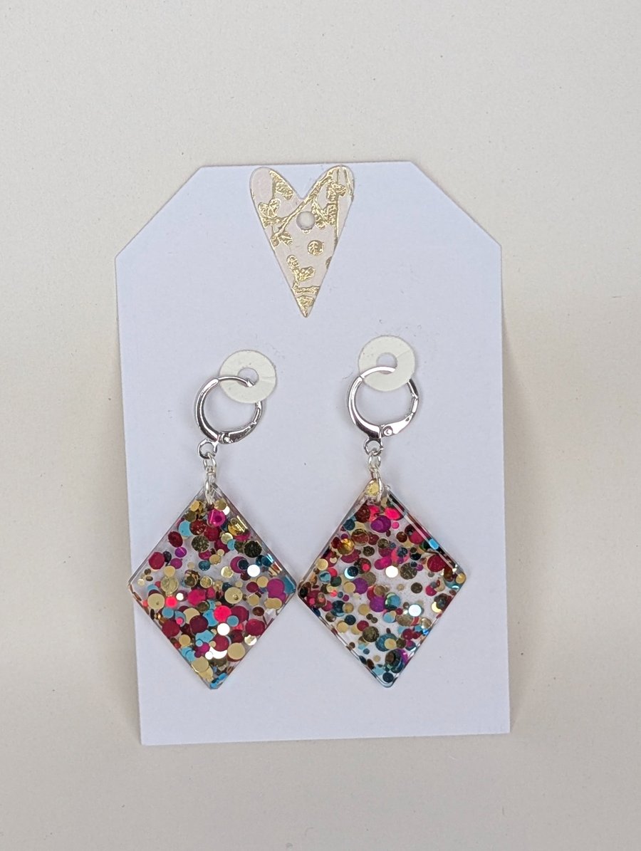 Diamond Shaped Resin Earrings