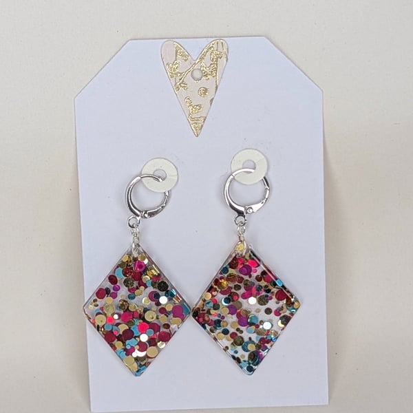 Diamond Shaped Resin Earrings