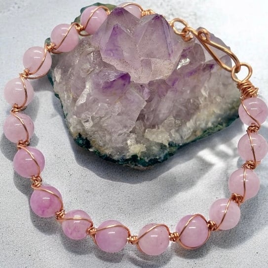 Copper Wire Wrapped Kunzite Bangle