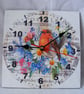 Decoupaged Wooden Robin wall clock.