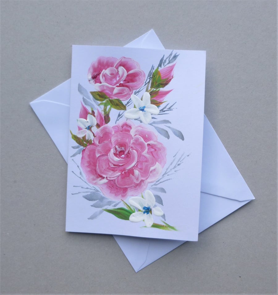 hand painted blank greetings card ( ref F 442.M4 )