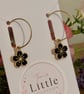 Black Cherry Blossom Hoop Earrings, Enamel Floral Charms, Handmade Jewellery - Image 2