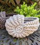 Ammonite basket, crochet shell, home decor, nautilus, fossil, T-shirt yarn - Image 2