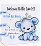 Personalised Baby Boy Welcome Card - Blue Teddy Bear New Baby Card - Image 2