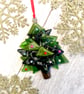 Handmade Fused Glass 3D Christmas Tree Hanging Decoration - Festive Gift - Image 6