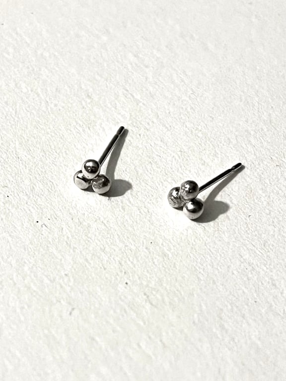 Recycled Silver Tiny Berry Stud Earrings