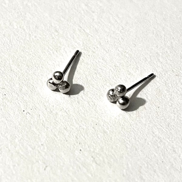 Recycled Silver Tiny Berry Stud Earrings