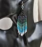 Blue and Green Beady Dangly Earrings - Sterling Silver Ear Hooks - Image 5